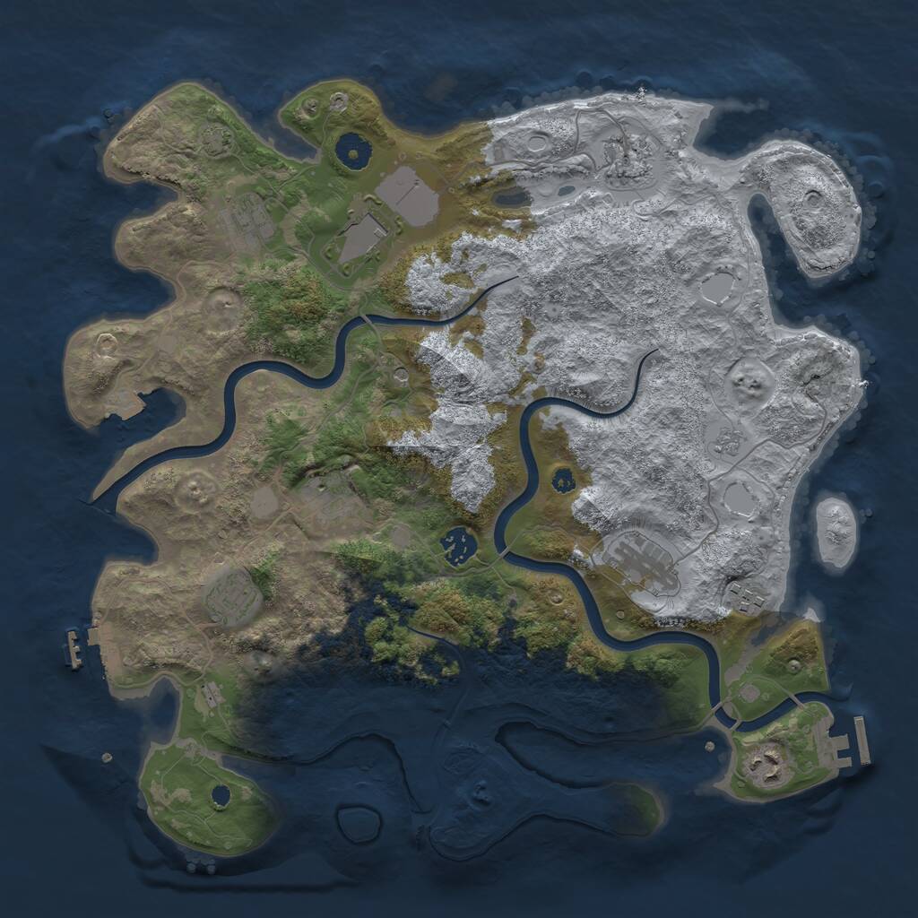Rust Map: Procedural Map, Size: 3850, Seed: 1359169530, 15 Monuments