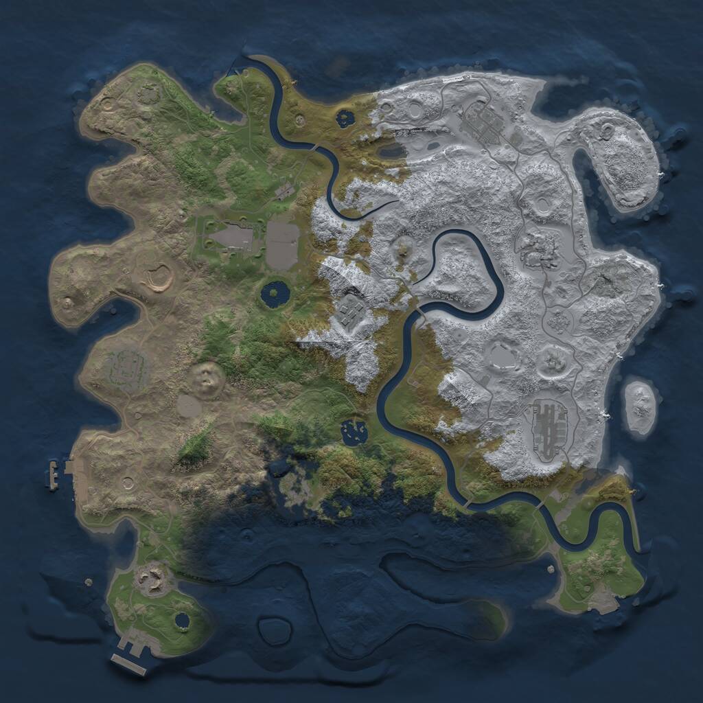 Rust Map: Procedural Map, Size: 3850, Seed: 1359169530, 16 Monuments