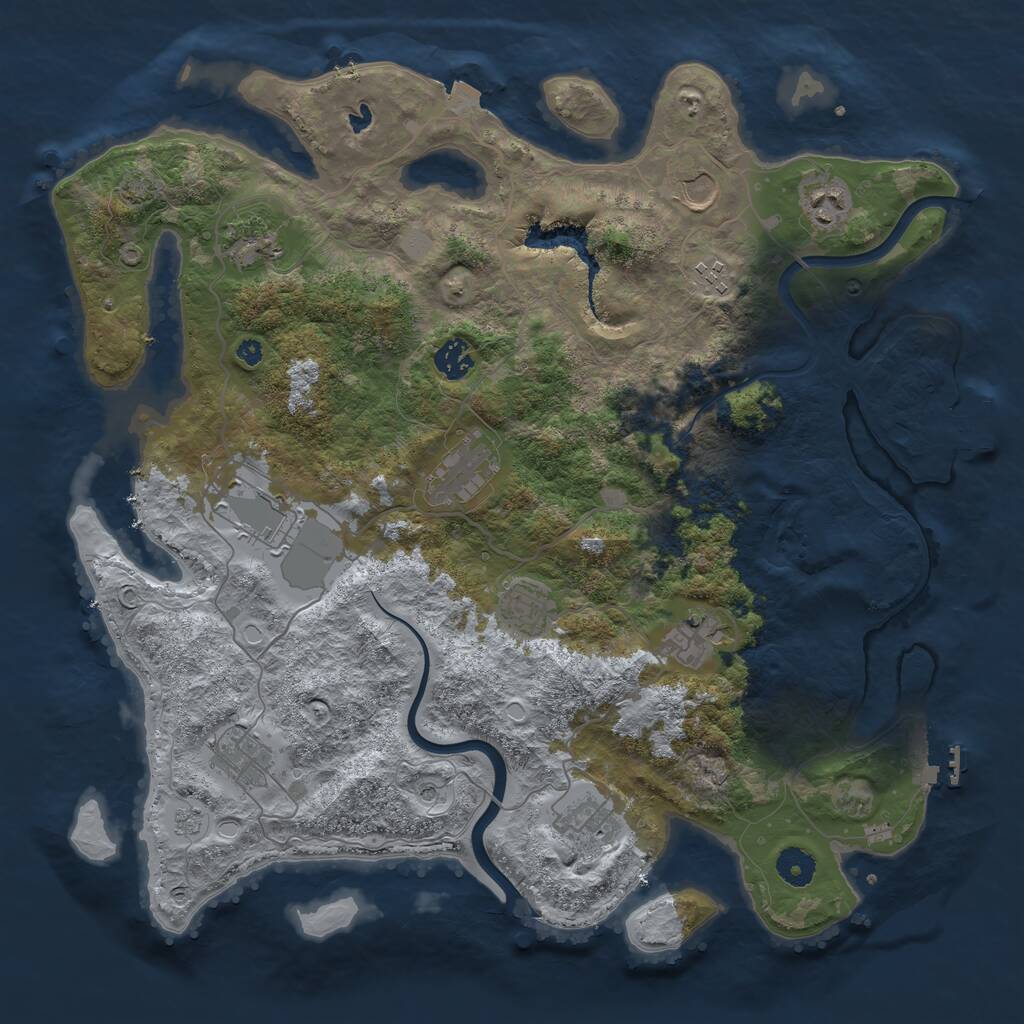 Rust Map: Procedural Map, Size: 4000, Seed: 269363007, 17 Monuments