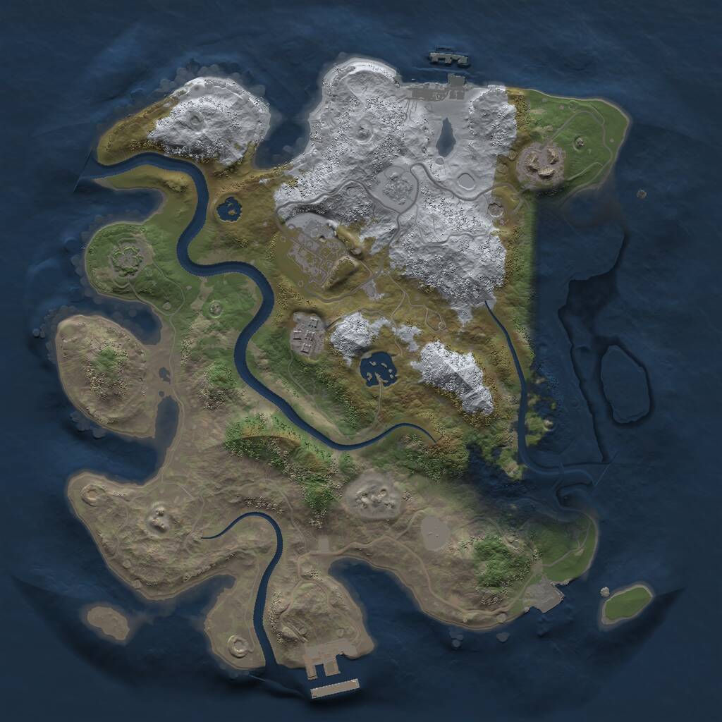 Rust Map: Procedural Map, Size: 3000, Seed: 48169, 10 Monuments