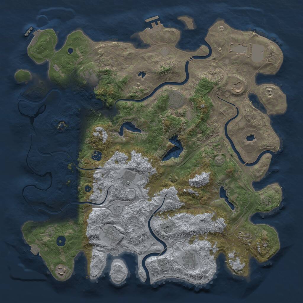 Rust Map: Procedural Map, Size: 4500, Seed: 244918334, 17 Monuments