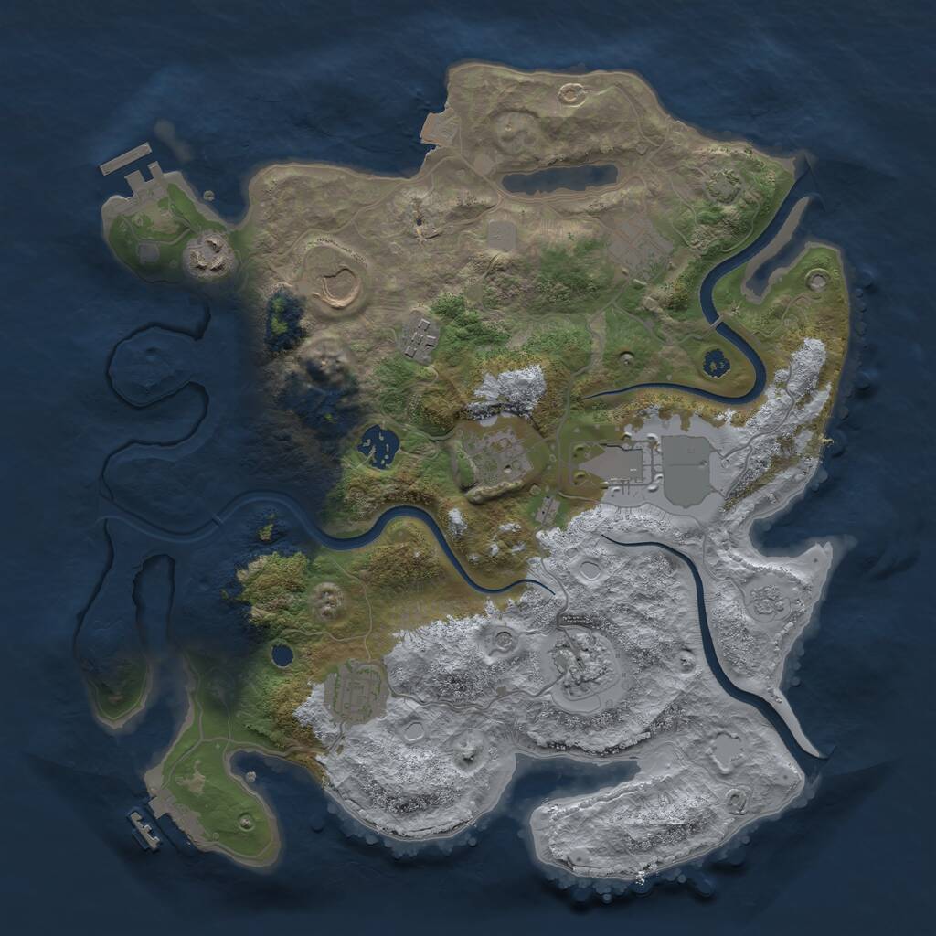 Rust Map: Procedural Map, Size: 3500, Seed: 1810727021, 15 Monuments