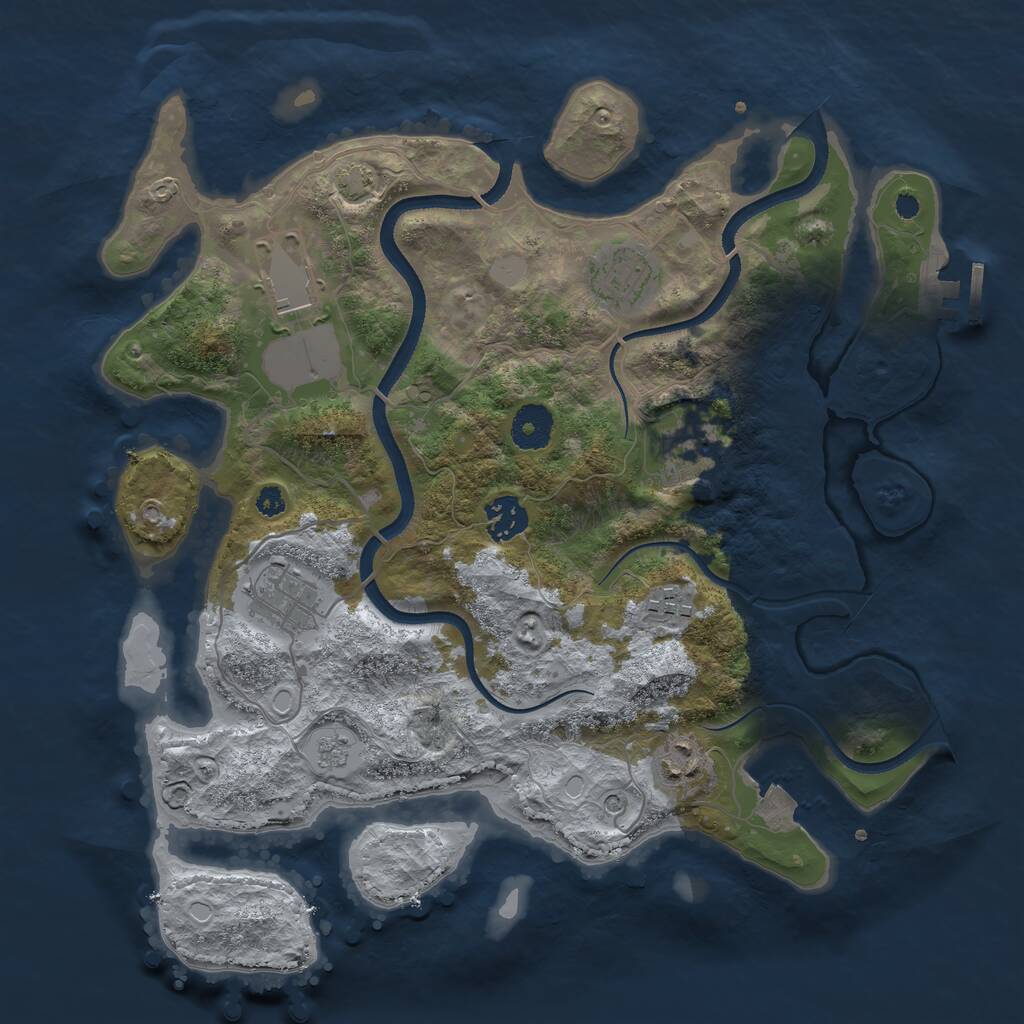 Rust Map: Procedural Map, Size: 3500, Seed: 766271294, 12 Monuments
