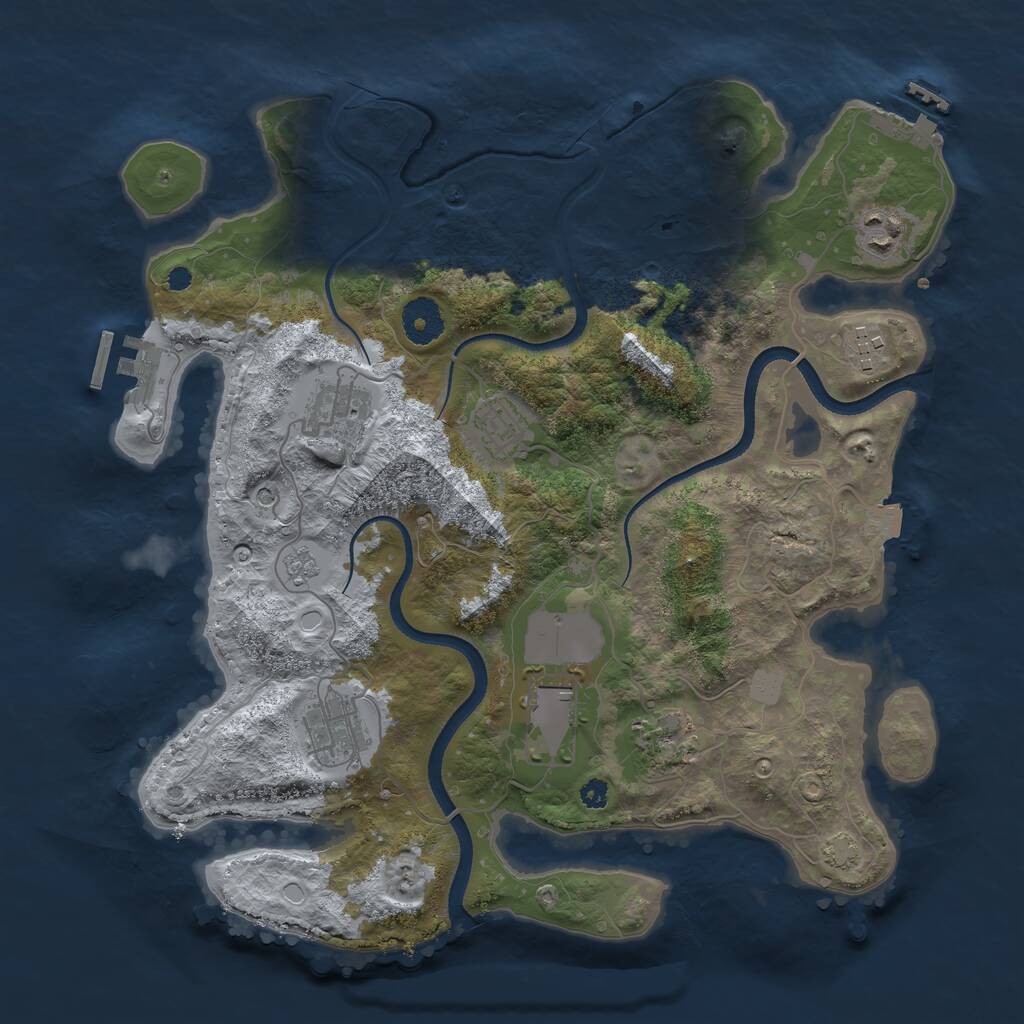 Rust Map: Procedural Map, Size: 3500, Seed: 1164847877, 13 Monuments