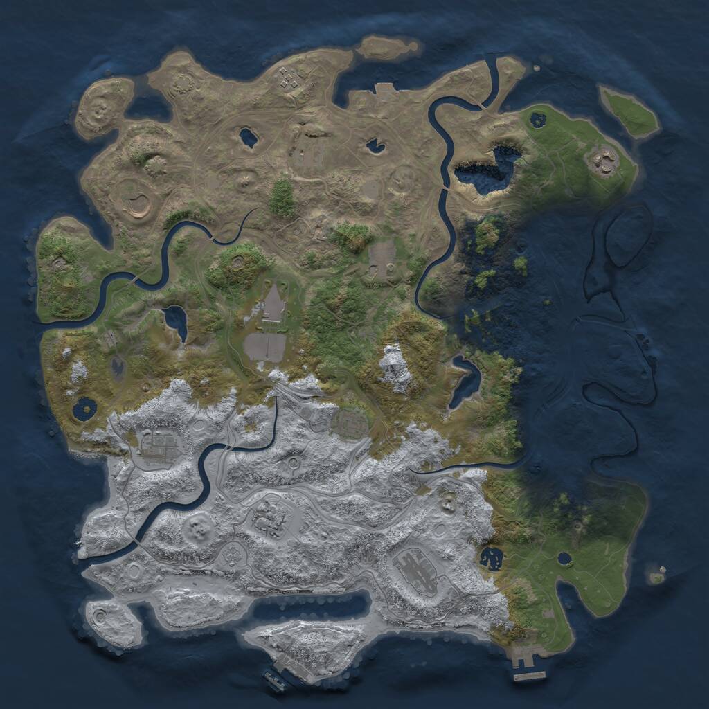 Rust Map: Procedural Map, Size: 4500, Seed: 1411135568, 17 Monuments
