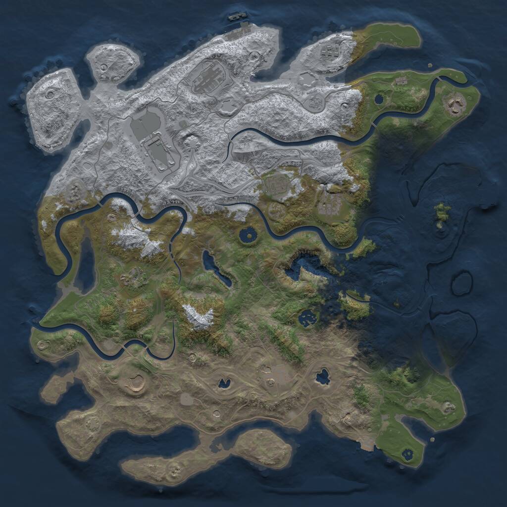 Rust Map: Procedural Map, Size: 4500, Seed: 972881997, 16 Monuments