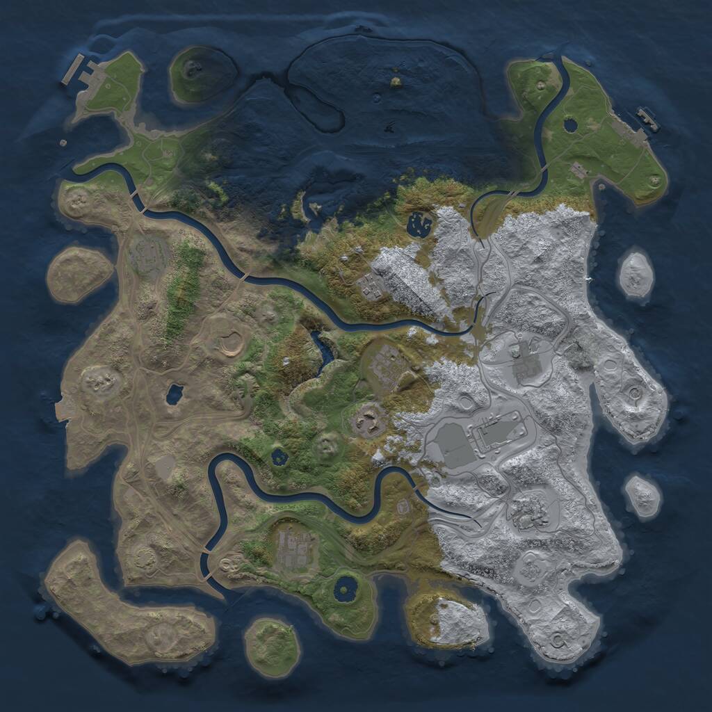 Rust Map: Procedural Map, Size: 4250, Seed: 1924215903, 16 Monuments
