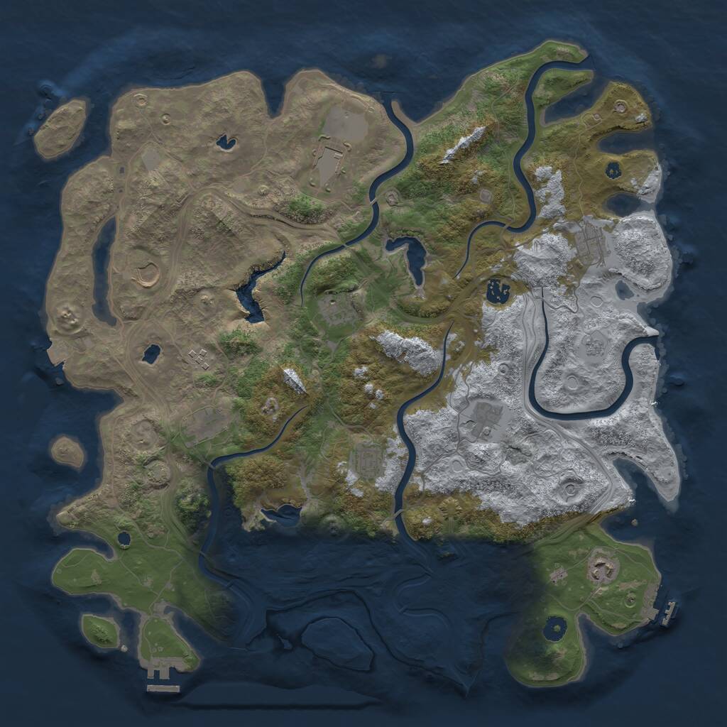 Rust Map: Procedural Map, Size: 4500, Seed: 390734439, 16 Monuments