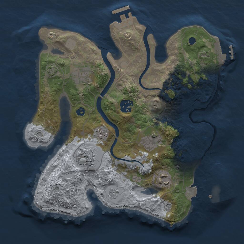 Rust Map: Procedural Map, Size: 2750, Seed: 80014736, 12 Monuments