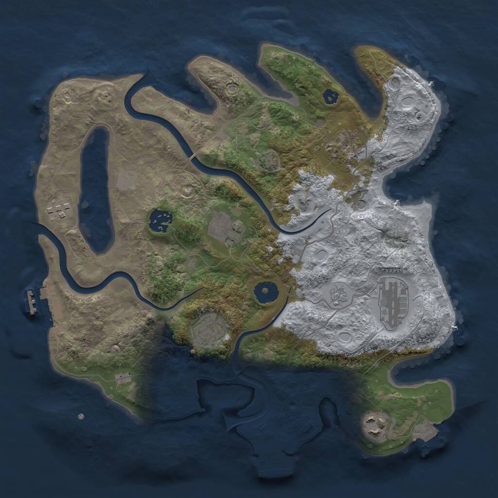 Rust Map: Procedural Map, Size: 3250, Seed: 1049736, 13 Monuments