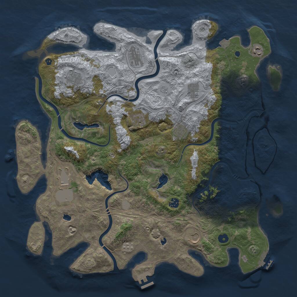 Rust Map: Procedural Map, Size: 4500, Seed: 1217601401, 16 Monuments