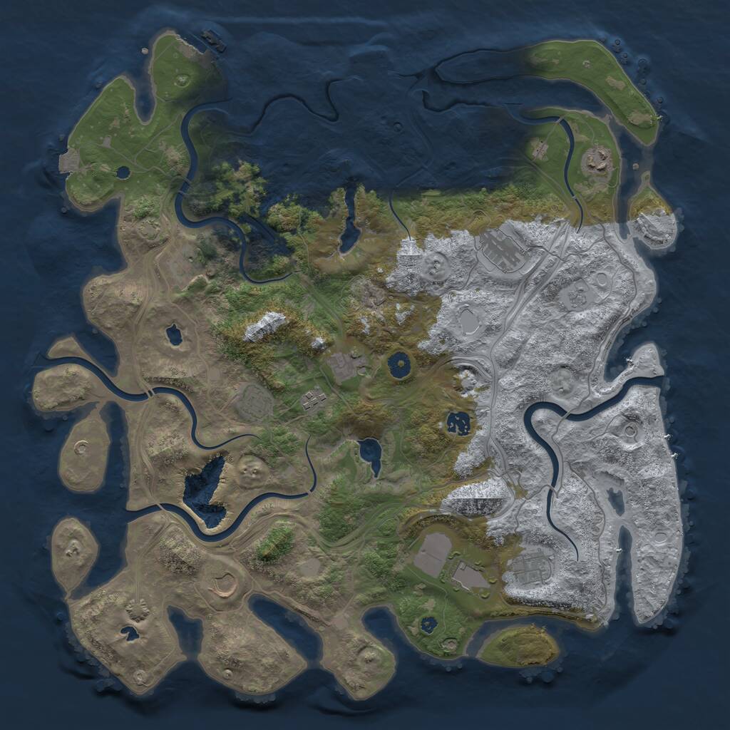 Rust Map: Procedural Map, Size: 4500, Seed: 1941066755, 16 Monuments