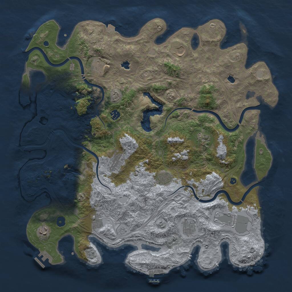 Rust Map: Procedural Map, Size: 4500, Seed: 93684122, 17 Monuments