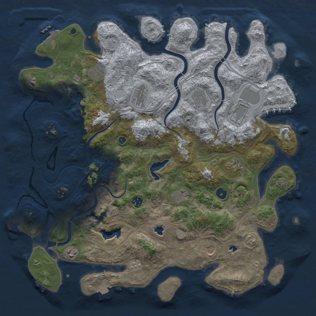 Rust Map: Procedural Map, Size: 4500, Seed: 165584799, 16 Monuments
