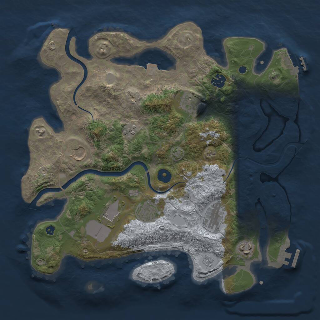 Rust Map: Procedural Map, Size: 3500, Seed: 1504178244, 14 Monuments