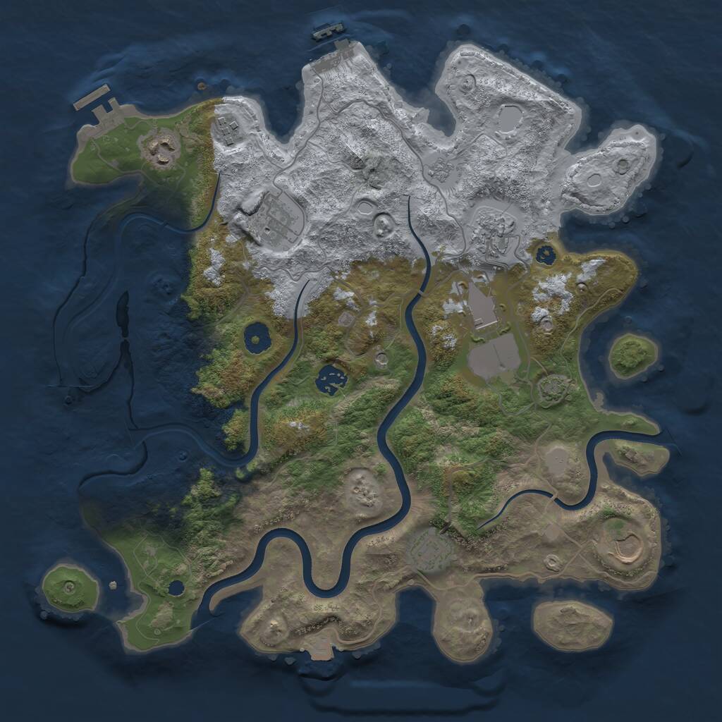 Rust Map: Procedural Map, Size: 3700, Seed: 1232038103, 14 Monuments