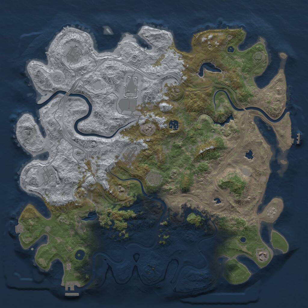 Rust Map: Procedural Map, Size: 4600, Seed: 127048201, 16 Monuments