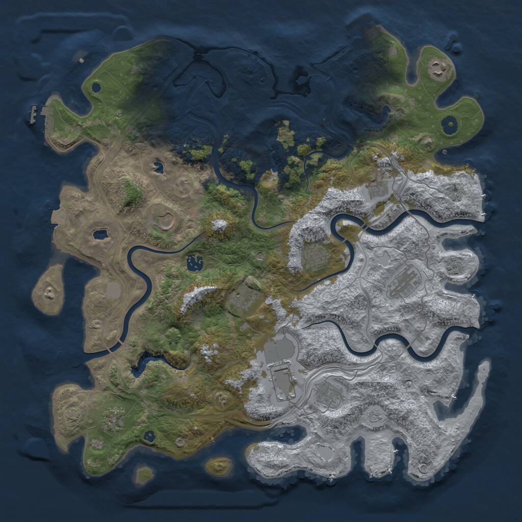 Rust Map: Procedural Map, Size: 4500, Seed: 1999215938, 17 Monuments