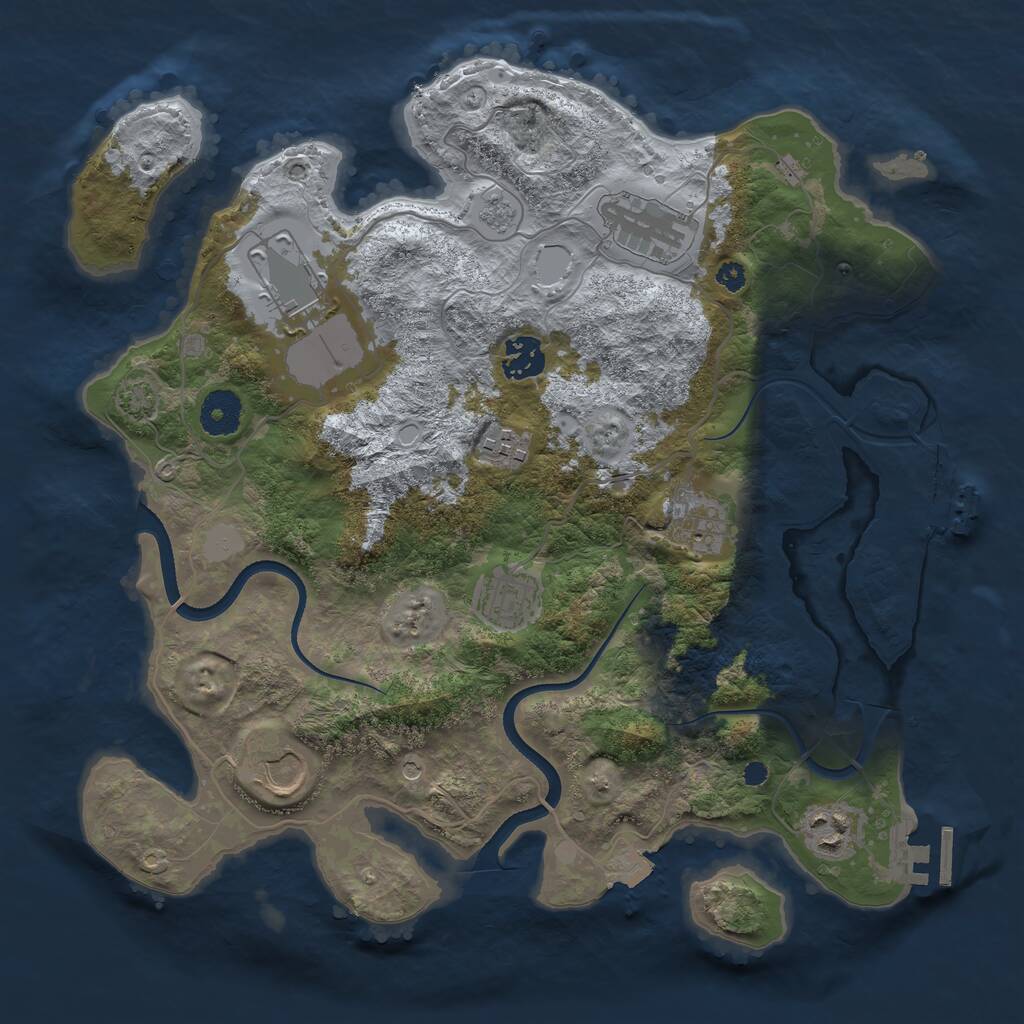 Rust Map: Procedural Map, Size: 3500, Seed: 63337, 14 Monuments