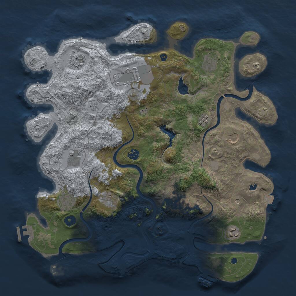 Rust Map: Procedural Map, Size: 4000, Seed: 1913022765, 17 Monuments