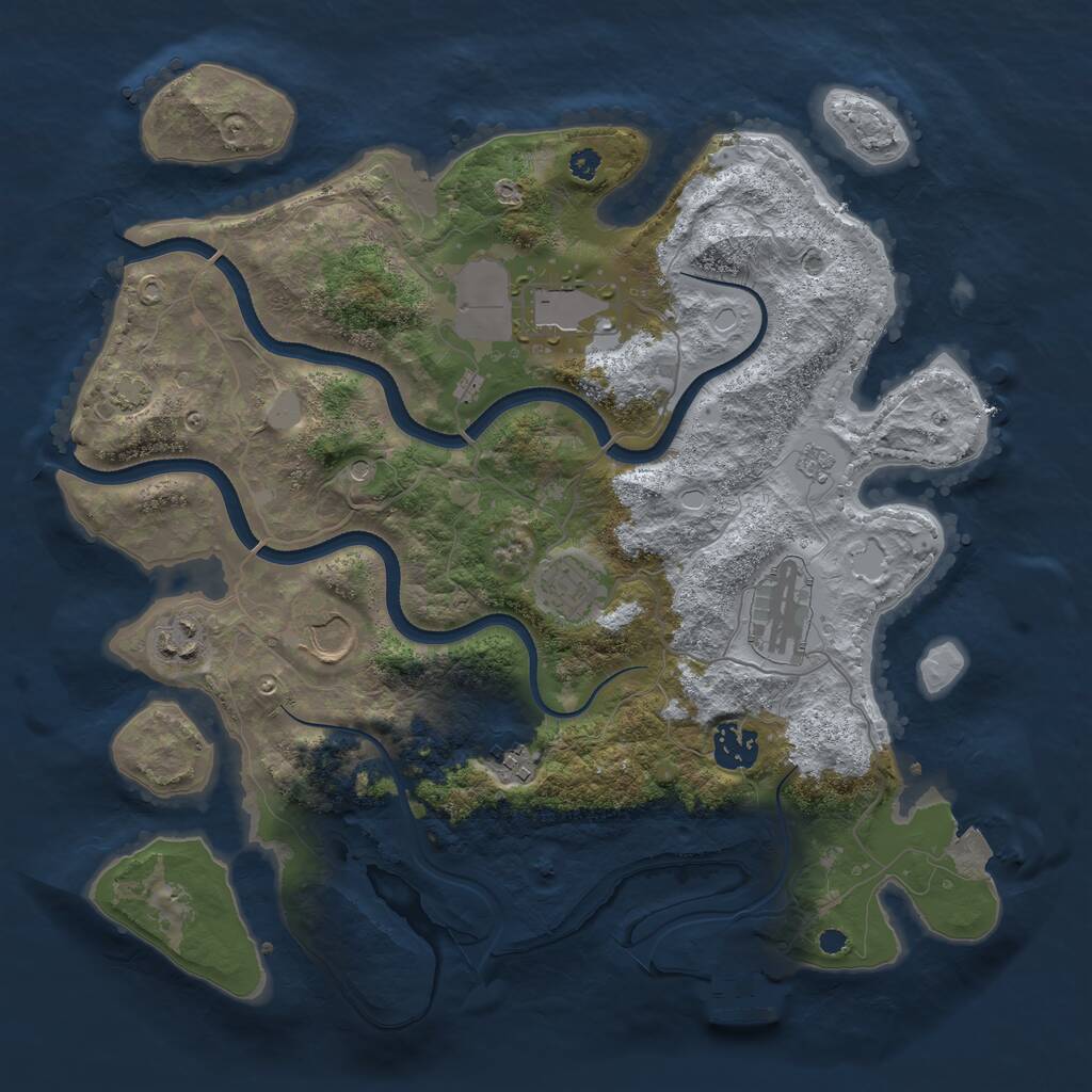 Rust Map: Procedural Map, Size: 3500, Seed: 1594008058, 12 Monuments