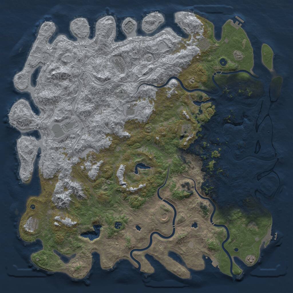 Rust Map: Procedural Map, Size: 6000, Seed: 1316907831, 17 Monuments