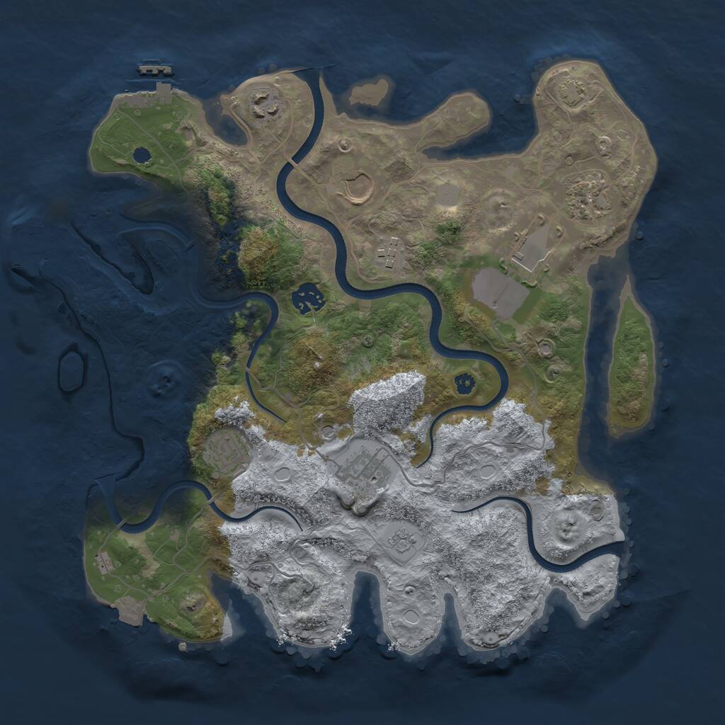 Rust Map: Procedural Map, Size: 3500, Seed: 2091295652, 14 Monuments