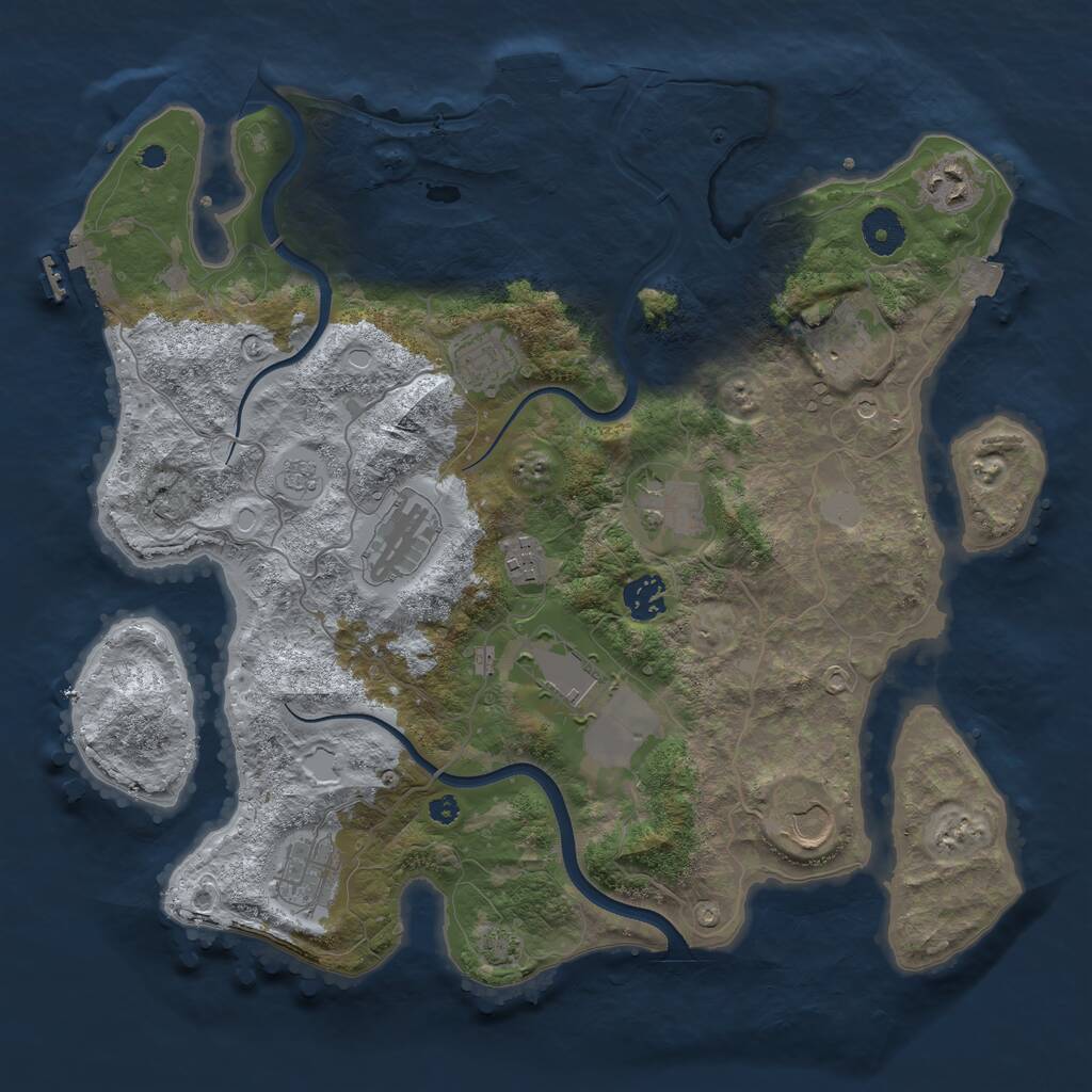 Rust Map: Procedural Map, Size: 3700, Seed: 2059353910, 16 Monuments