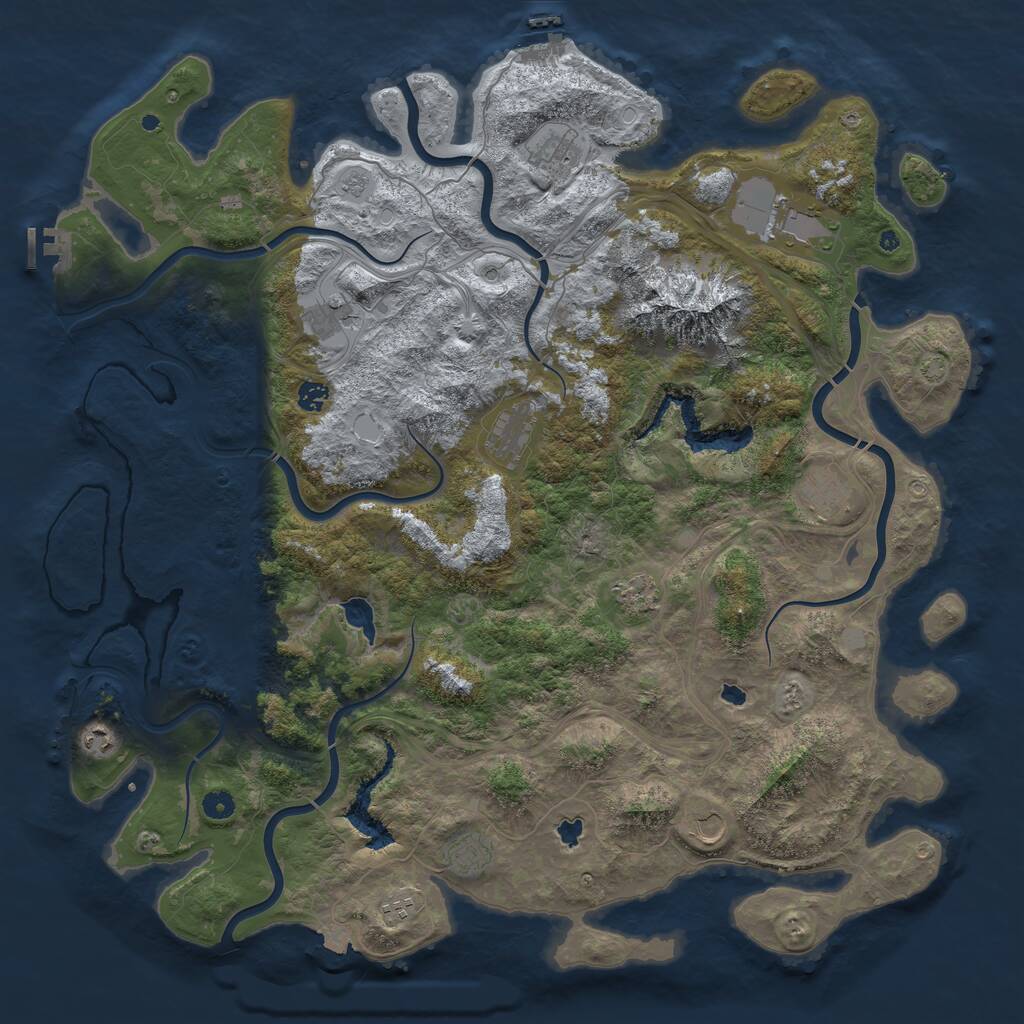 Rust Map: Procedural Map, Size: 5000, Seed: 2053373354, 17 Monuments