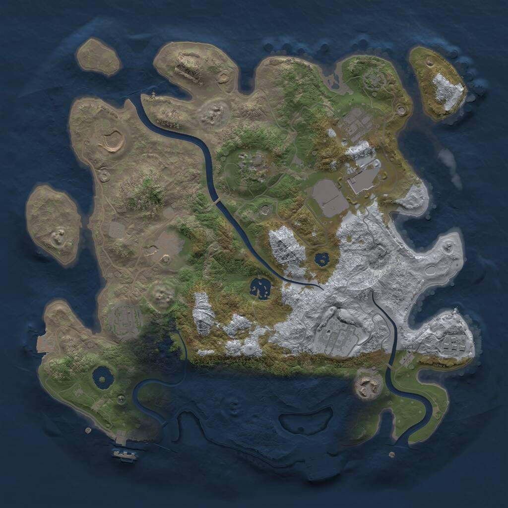 Rust Map: Procedural Map, Size: 3500, Seed: 1610139596, 15 Monuments