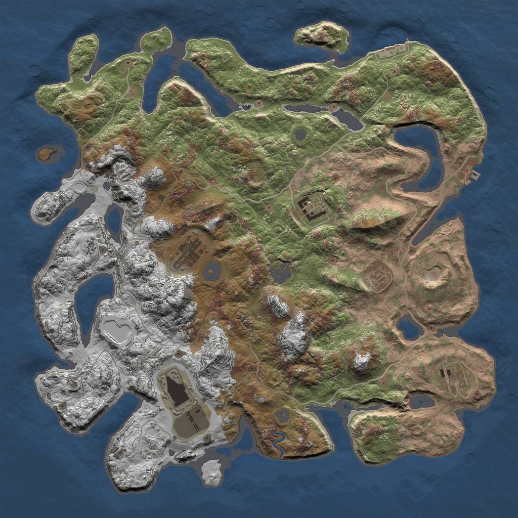 Rust Map: Procedural Map, Size: 4000, Seed: 909110767, 13 Monuments