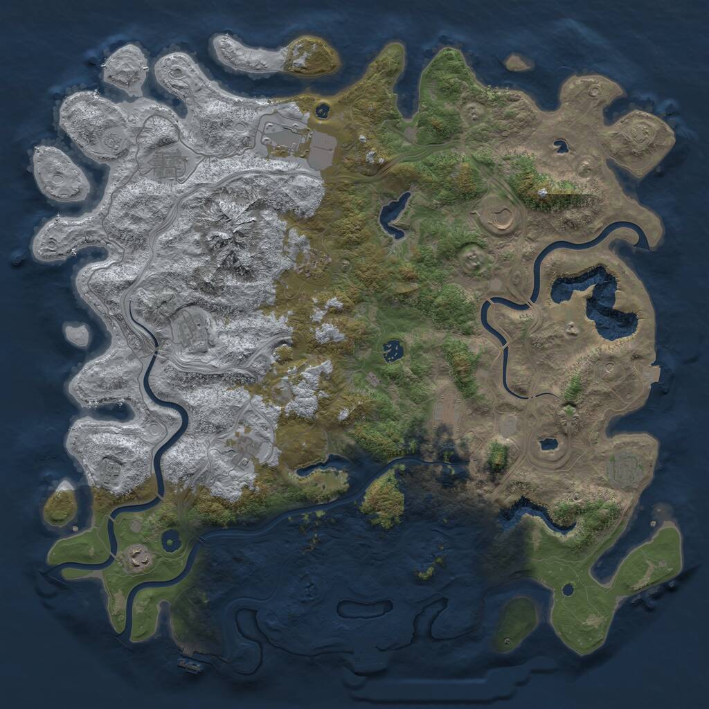 Rust Map: Procedural Map, Size: 5000, Seed: 63164237, 17 Monuments