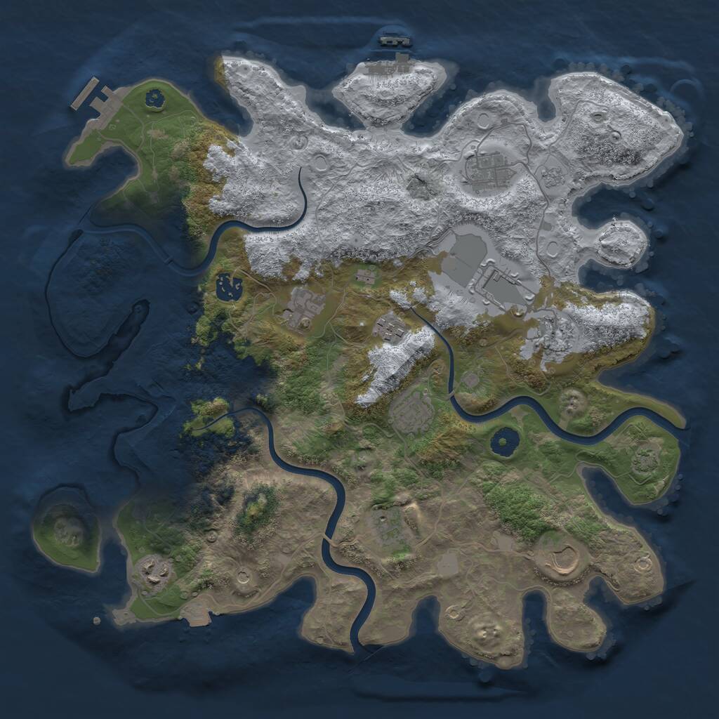 Rust Map: Procedural Map, Size: 3818, Seed: 2883528, 16 Monuments