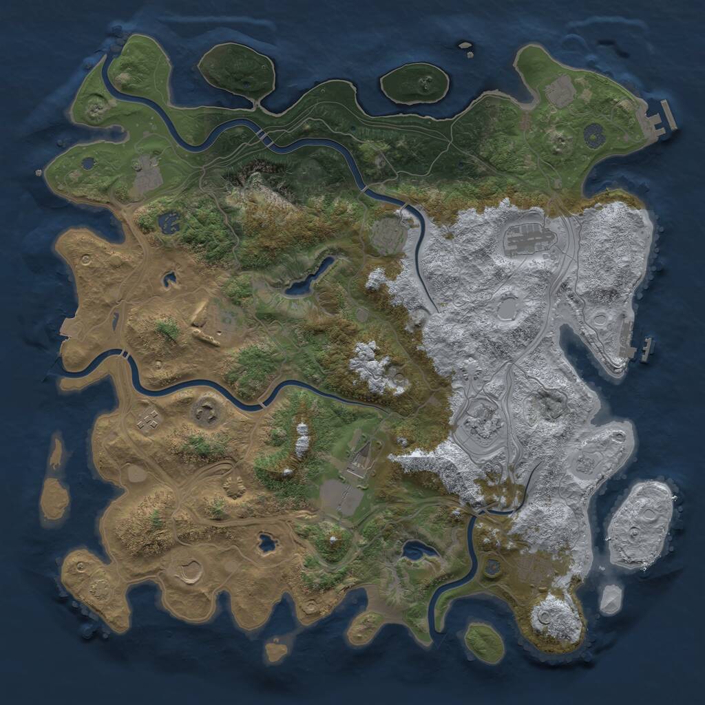 Rust Map: Procedural Map, Size: 4500, Seed: 1708439948, 19 Monuments