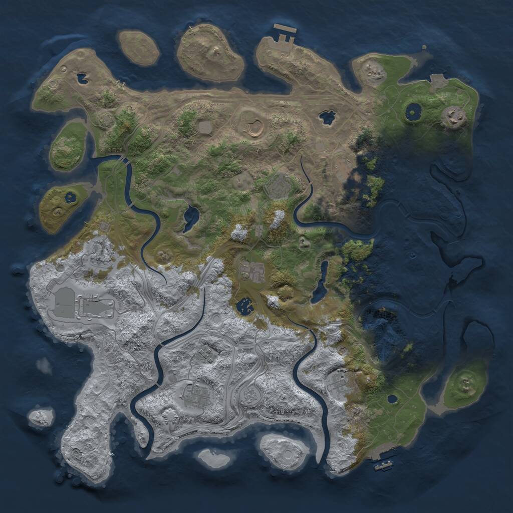 Rust Map: Procedural Map, Size: 4500, Seed: 1039341770, 17 Monuments