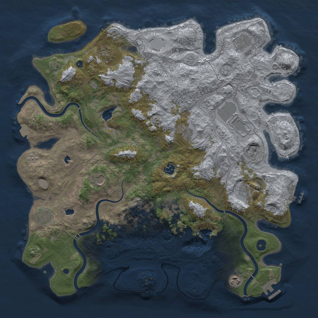 Rust Map: Procedural Map, Size: 4500, Seed: 1400825268, 17 Monuments