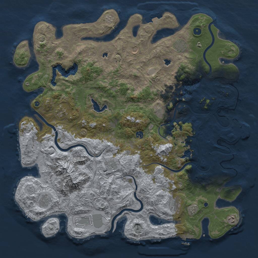 Rust Map: Procedural Map, Size: 5000, Seed: 738624870, 17 Monuments