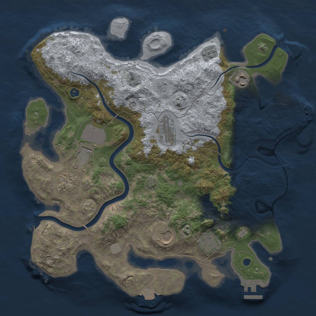 Rust Map: Procedural Map, Size: 3500, Seed: 2094480512, 13 Monuments