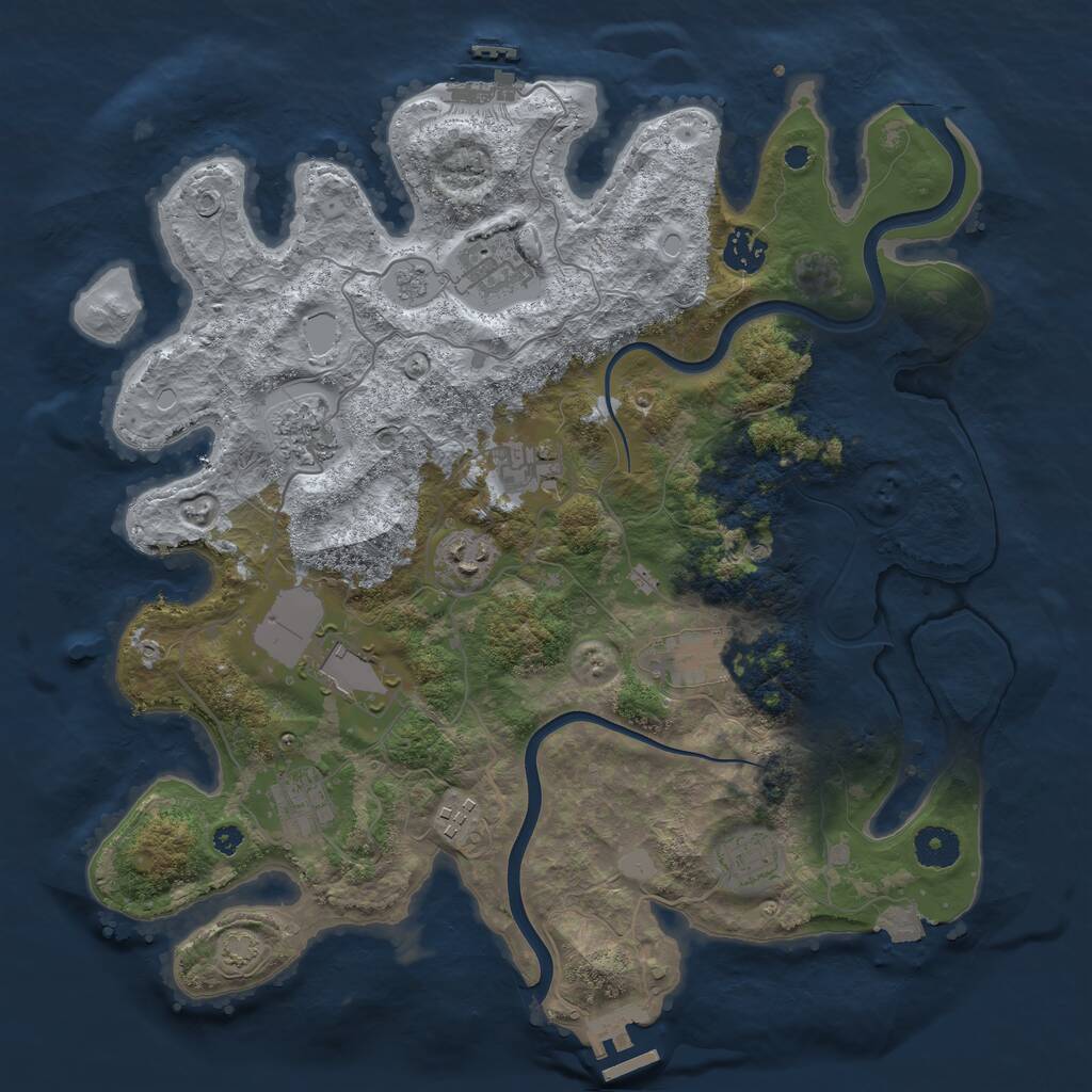 Rust Map: Procedural Map, Size: 3750, Seed: 1957399025, 16 Monuments