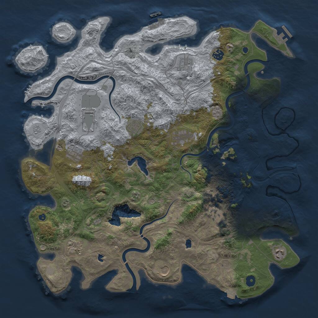 Rust Map: Procedural Map, Size: 4500, Seed: 909213330, 17 Monuments