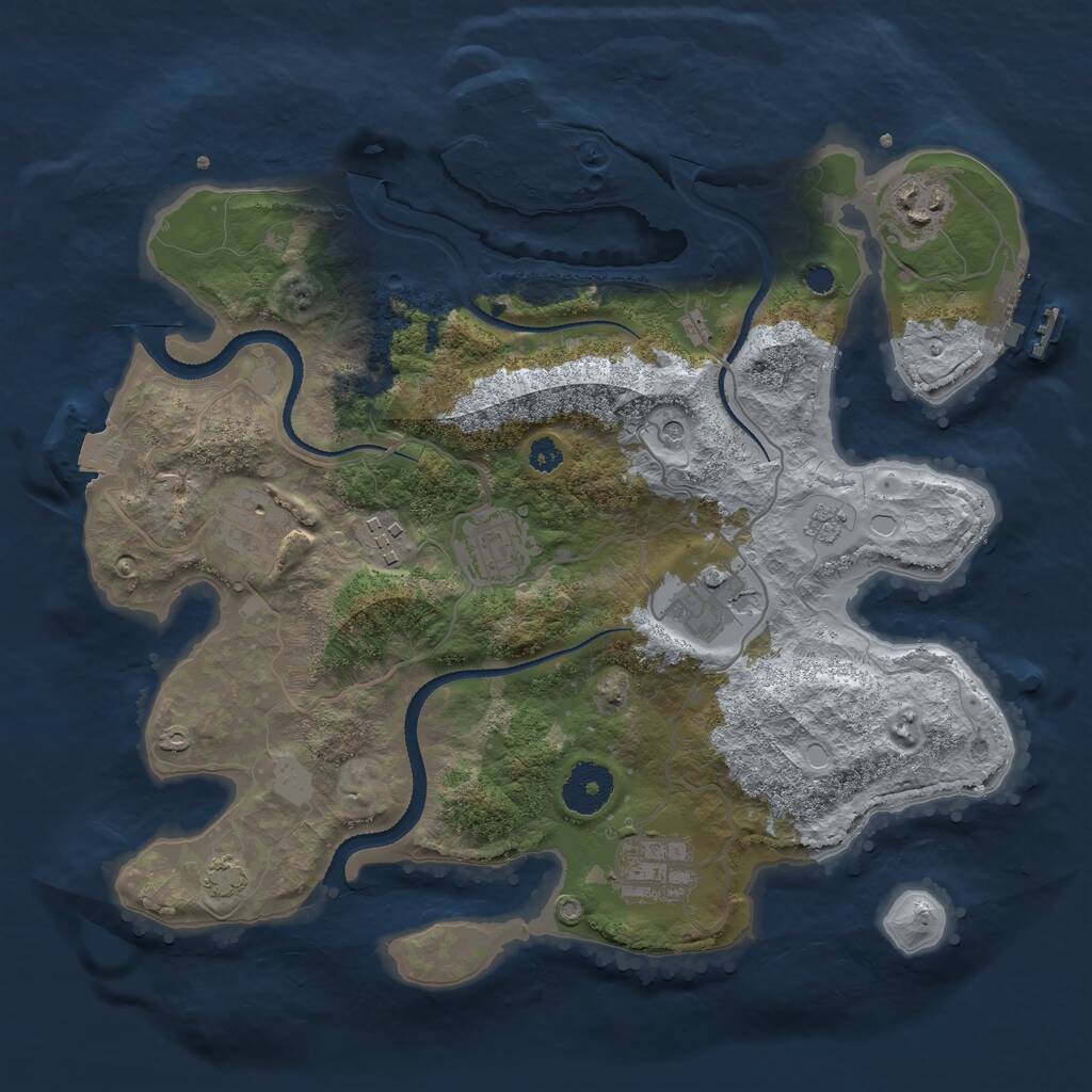 Rust Map: Procedural Map, Size: 3250, Seed: 207682131, 12 Monuments