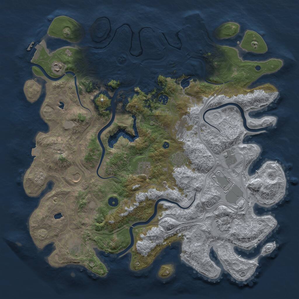 Rust Map: Procedural Map, Size: 4500, Seed: 43639963, 17 Monuments