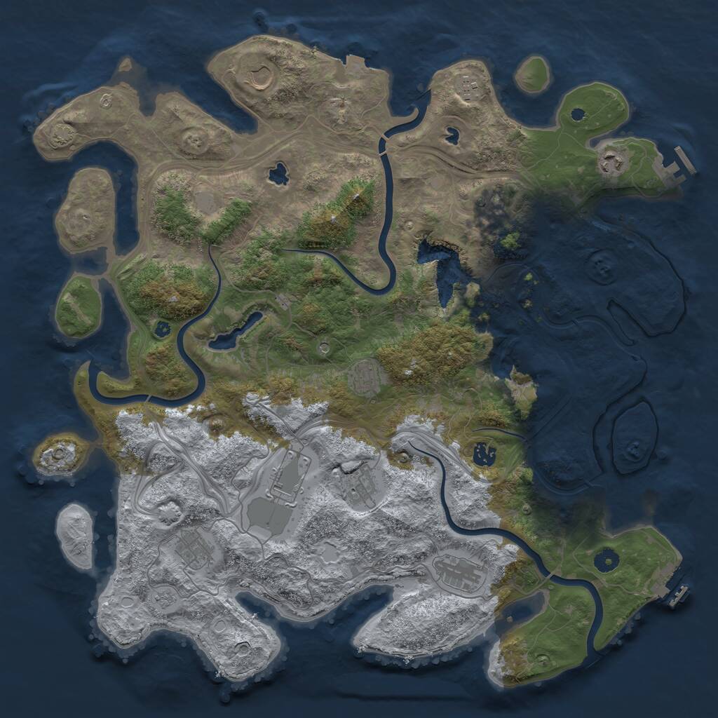 Rust Map: Procedural Map, Size: 4500, Seed: 106035004, 16 Monuments