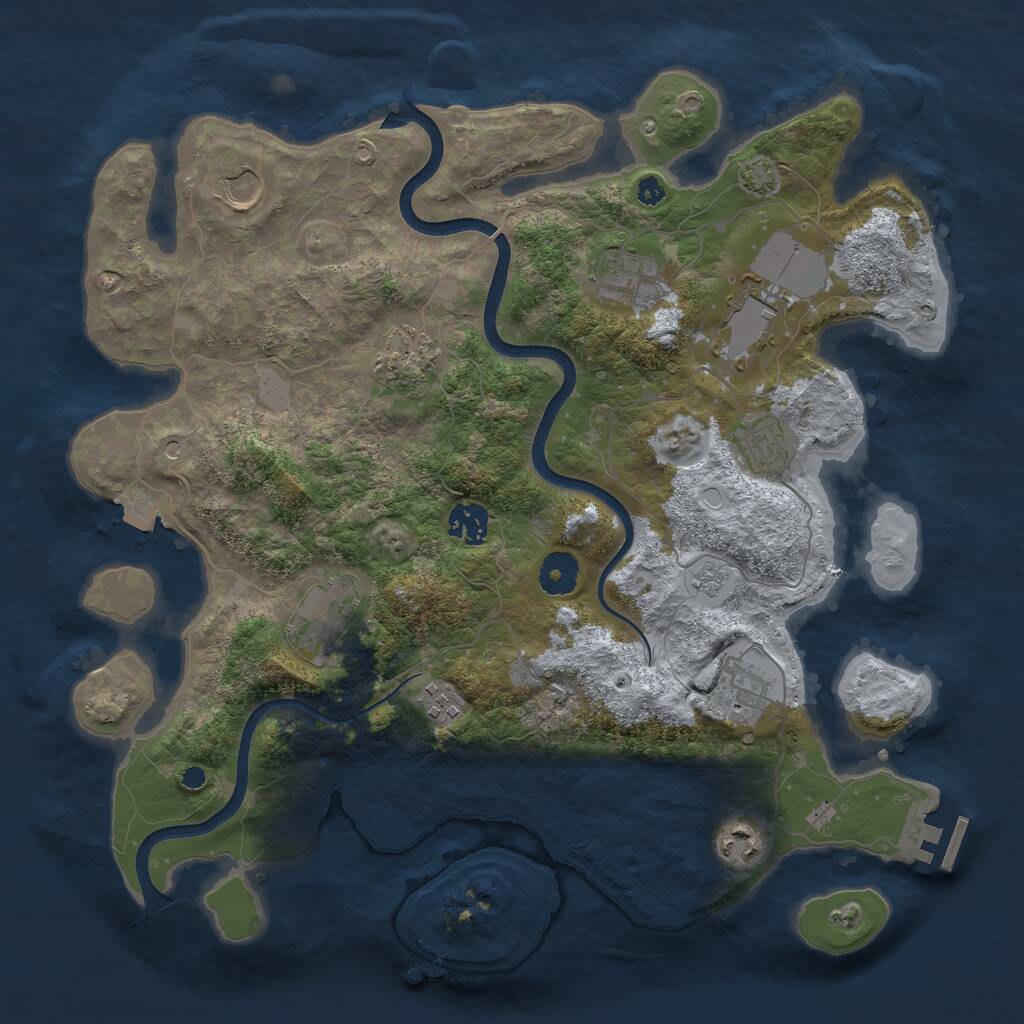 Rust Map: Procedural Map, Size: 3700, Seed: 1821020749, 15 Monuments