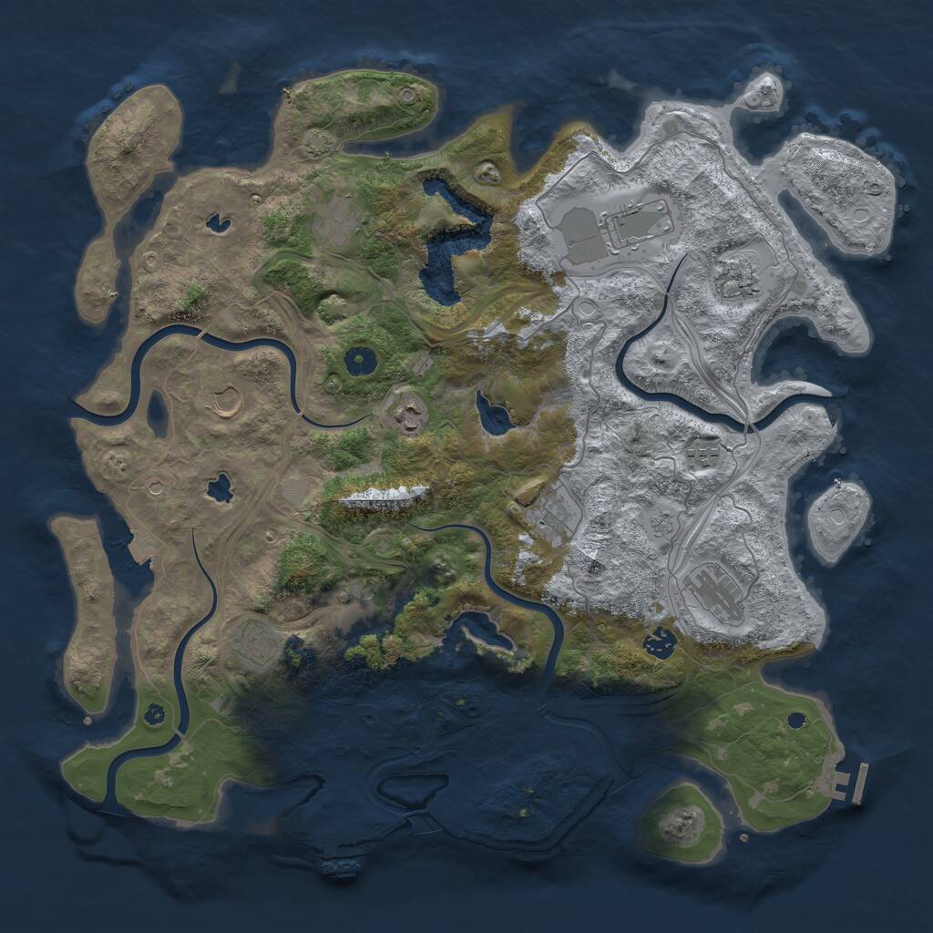 Rust Map: Procedural Map, Size: 4500, Seed: 1335322601, 17 Monuments