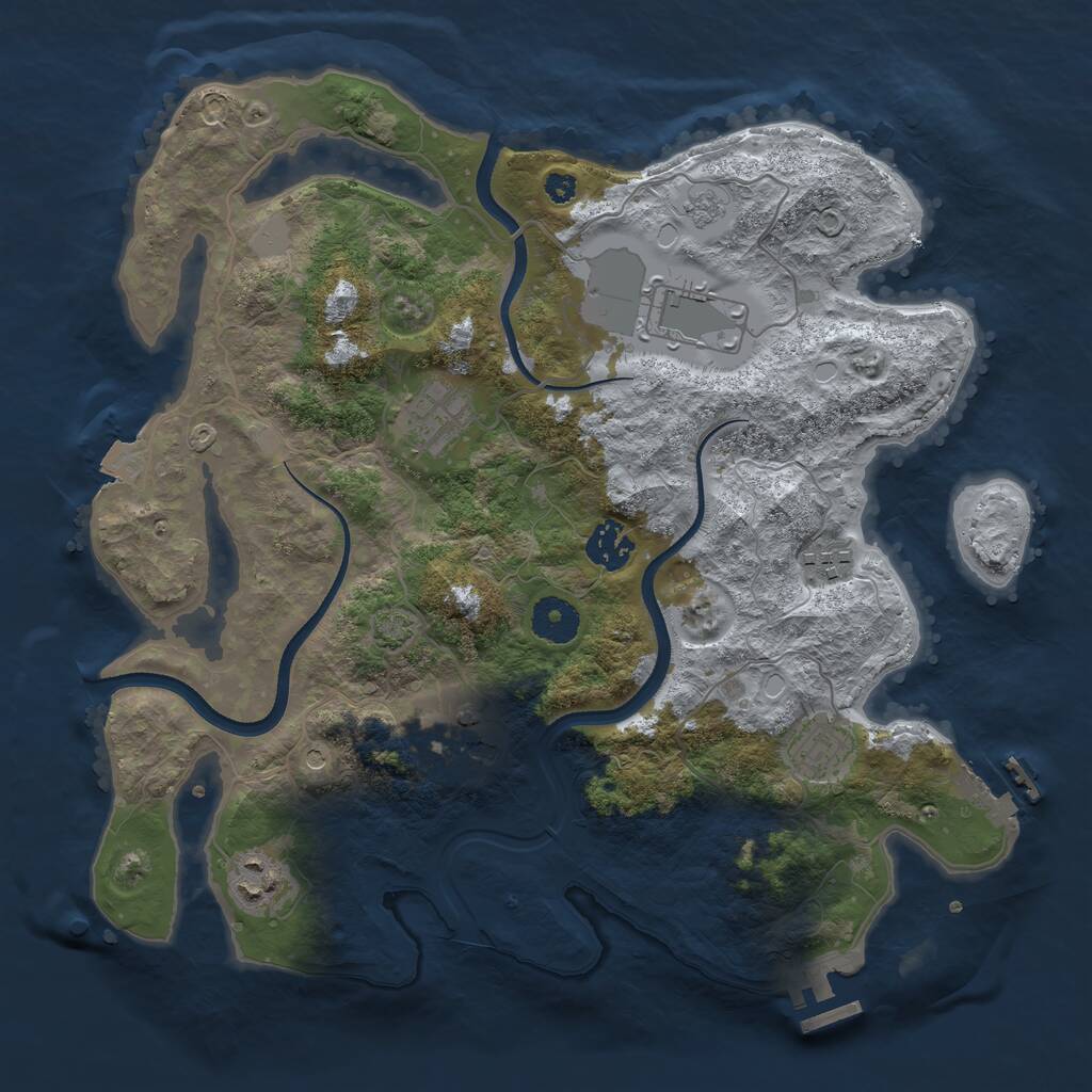 Rust Map: Procedural Map, Size: 3500, Seed: 1694316379, 13 Monuments