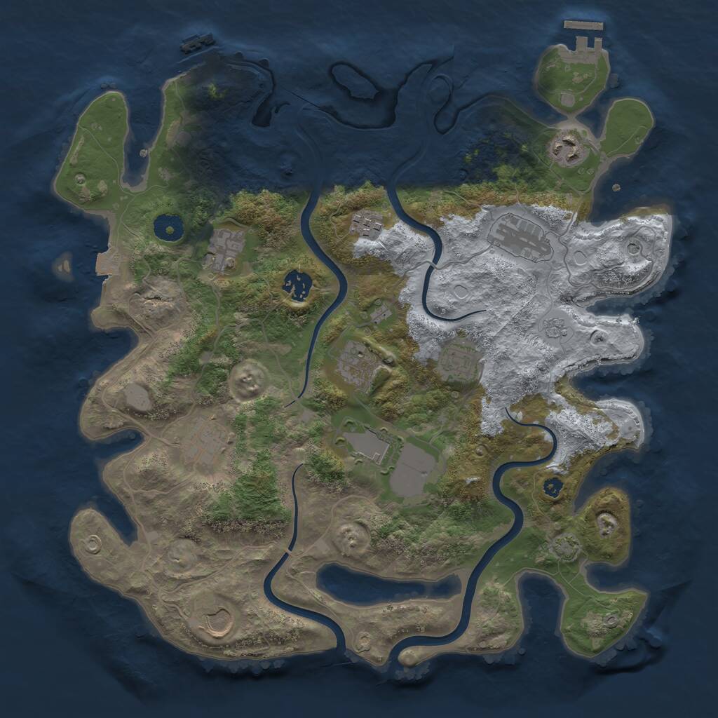 Rust Map: Procedural Map, Size: 3700, Seed: 106543025, 16 Monuments