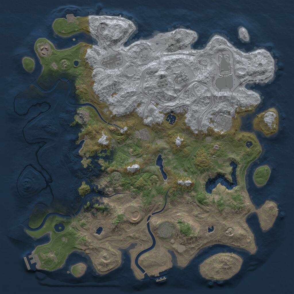 Rust Map: Procedural Map, Size: 4500, Seed: 757744490, 16 Monuments