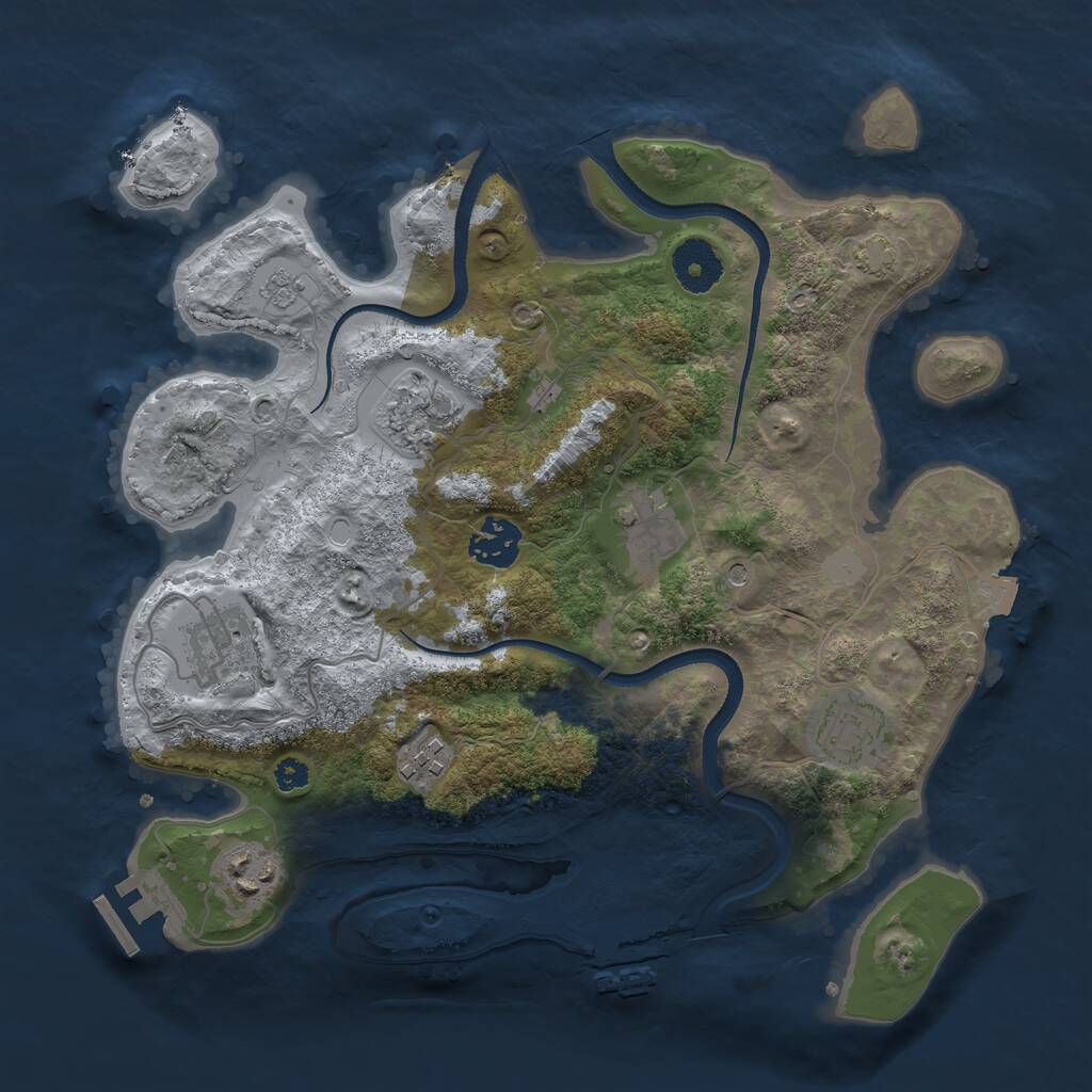 Rust Map: Procedural Map, Size: 3250, Seed: 689194284, 13 Monuments