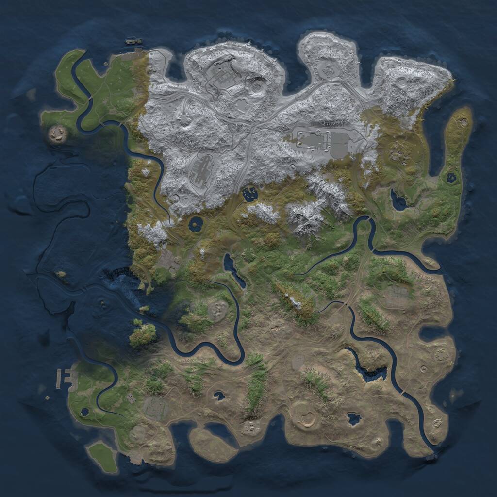 Rust Map: Procedural Map, Size: 5000, Seed: 7252, 17 Monuments